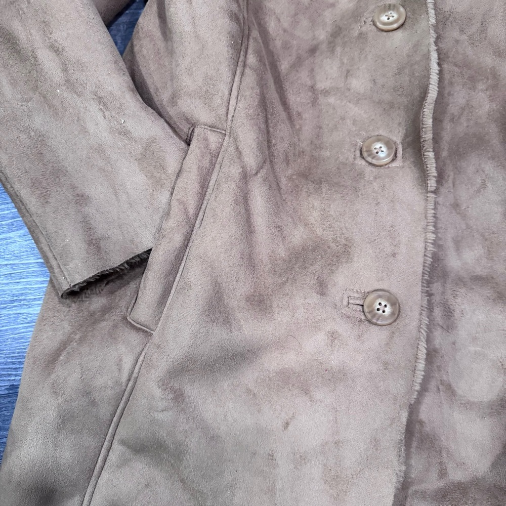 Apple seeds size medium Women's Tan Coat‎ with Faux Fur Collar - Picture 2 of 5